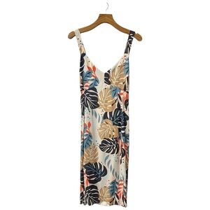 Saltwater Luxe Tropical Leaf Print Midi Dress Size S New